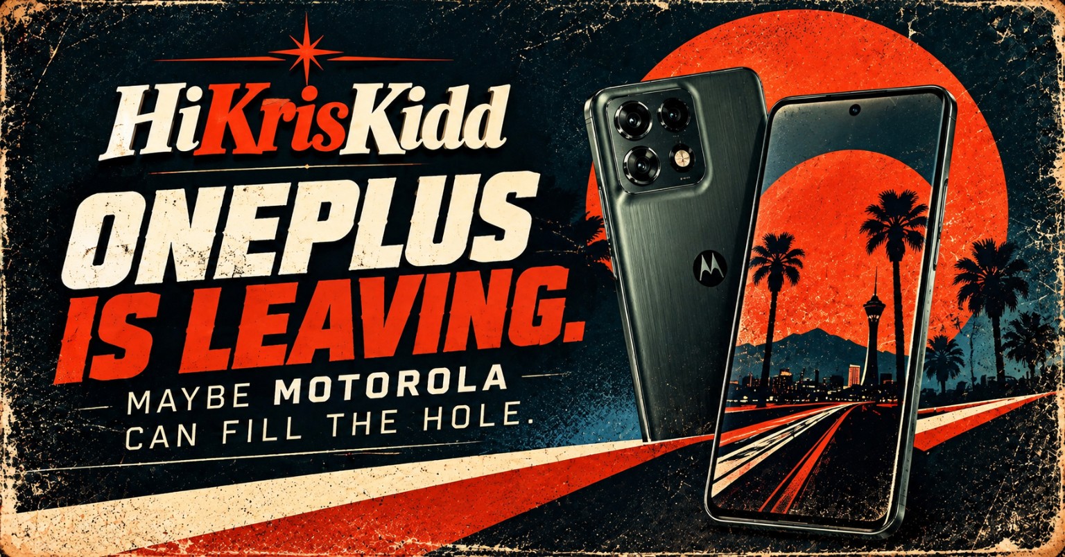 Vintage HiKrisKidd artwork for the OnePlus and Motorola Signature 27 story